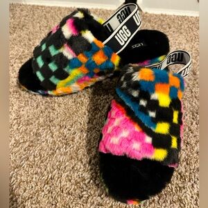UGG Multicolor Fuzzy Slippers